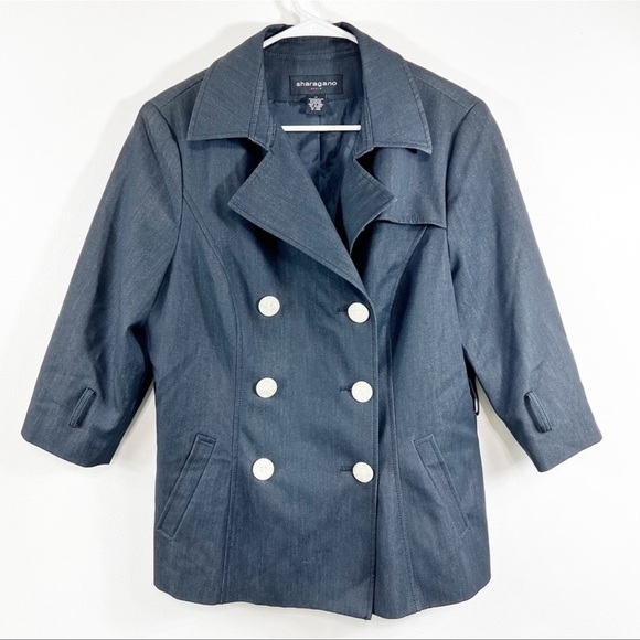 Sharagano Blue Metallic Coat Size 12 - Picture 1 of 5